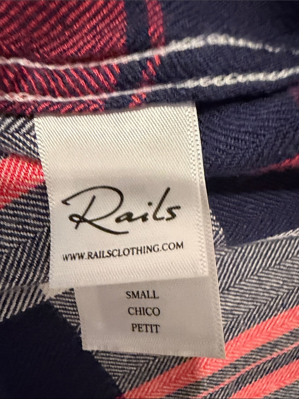 Rails Hunter Plaid Shirt Small White Indigo Blush Rayon - Picture 8 of 8